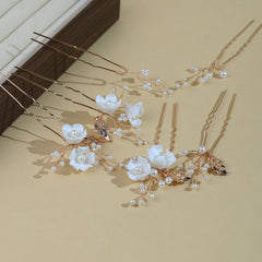 SOLENY pins placed in a chignon showing how they enhance bridal hairstyle