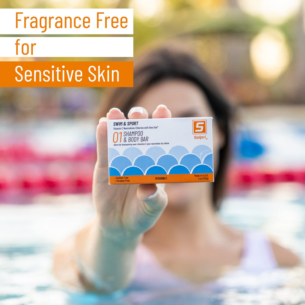 Solpri bar lathering in shower demonstrating quick chlorine-cleansing benefit
