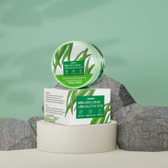 Sonobom urea cream open cap with cream dispensed showing easy application