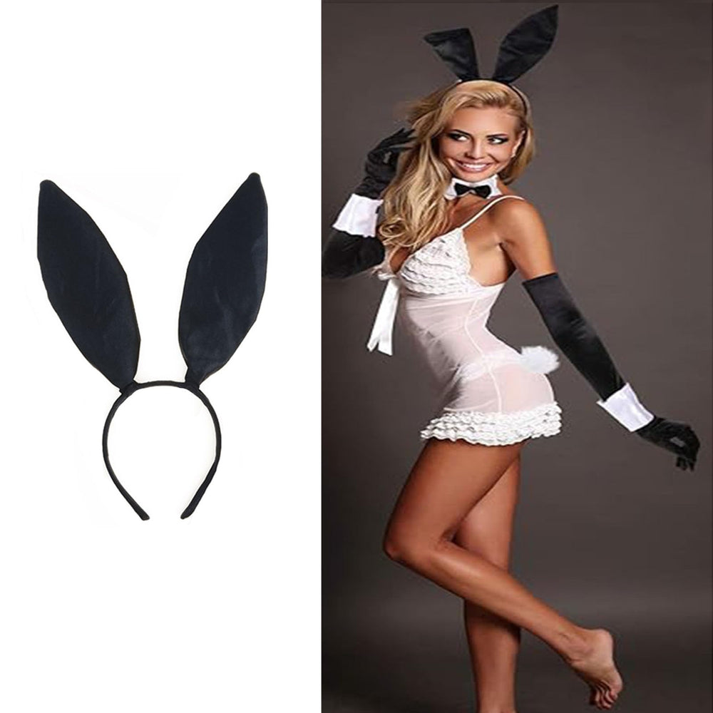 Soochat model wearing bunny ears demonstrating flattering party accessory