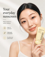 Soomi Skin Centella sunscreen held in hand for size comparison and easy everyday carry