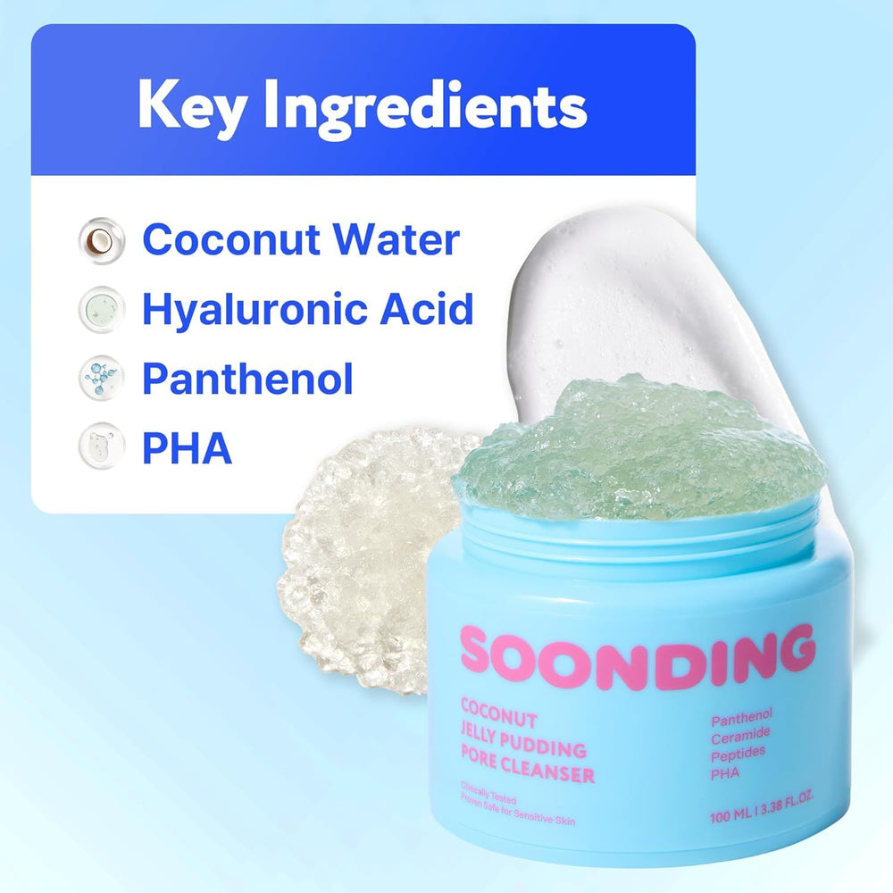 SOONDING cleanser pouring action showing jelly-to-foam transformation