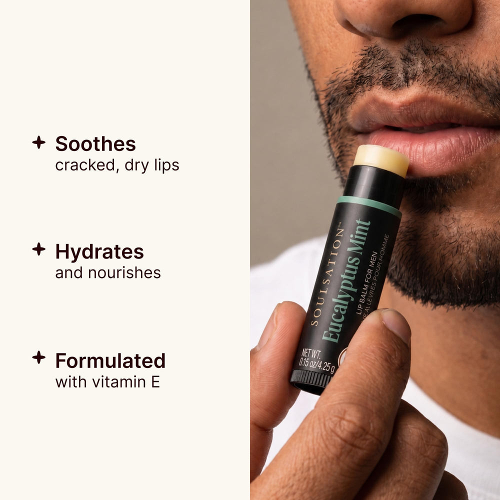 SOULSATION eucalyptus mint tube close-up showing soothing cooling effect