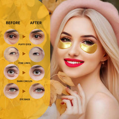 Souwixlum patch applied under eye demonstrating soothing, de-puffing effect