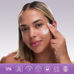 Spa Sciences lotion texture close-up demonstrating lightweight, absorbent formula