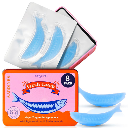 SpaLife tin front view showing playful sardine design and compact storage benefit