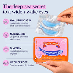SpaLife under eye patches applied under eyes demonstrating cooling comfort benefit