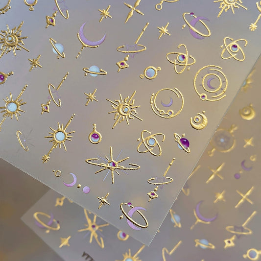 Spebozy front sheet showing gold moon and star decals, vivid variety and easy selection