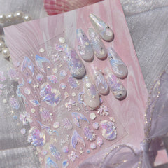 Spebozy shell sticker applied on acrylic nail demonstrating instant manicure benefit