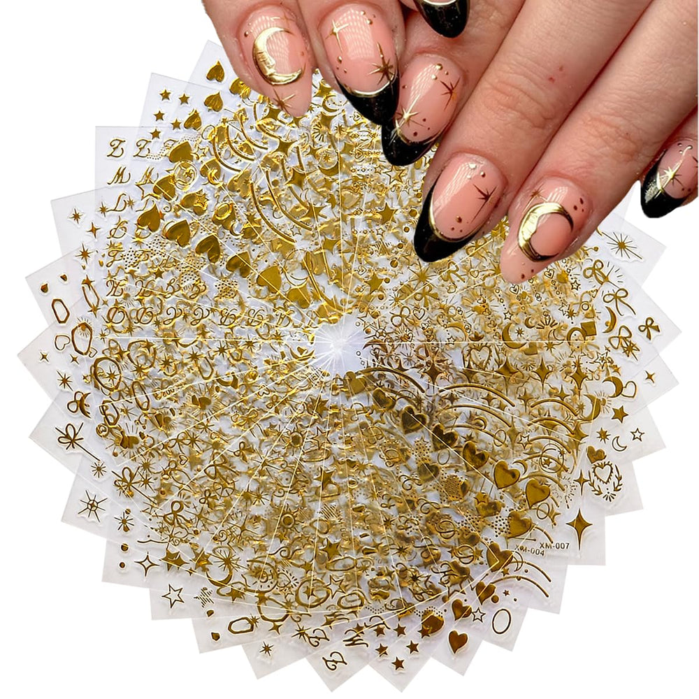 SPLOCUDU front packaging showing 30 gold star nail sticker sheets and benefit quick selection