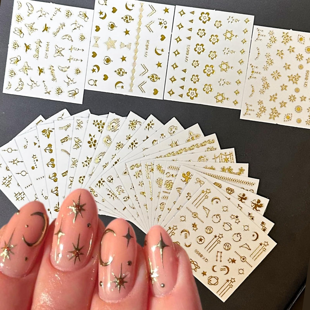 SPLOCUDU front packaging showing 30 gold nail decal sheets for versatile designs