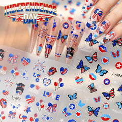 SPNBCQ finished nail sealed with top coat for longer-lasting patriotic manicure