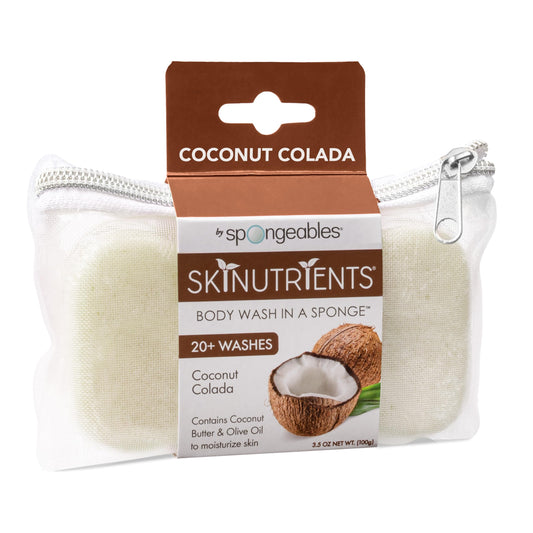 Spongeables front packaging showing Colada Coconut and spa benefit