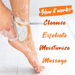 Spongeables Pedi Scrub producing creamy lather for fast cleansing benefit