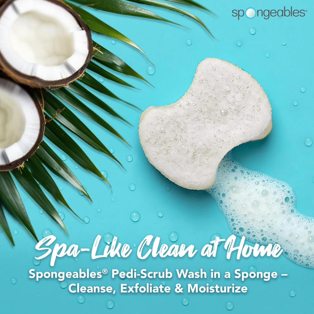 Spongeables Pedi Scrub textured side close-up highlighting exfoliating surface