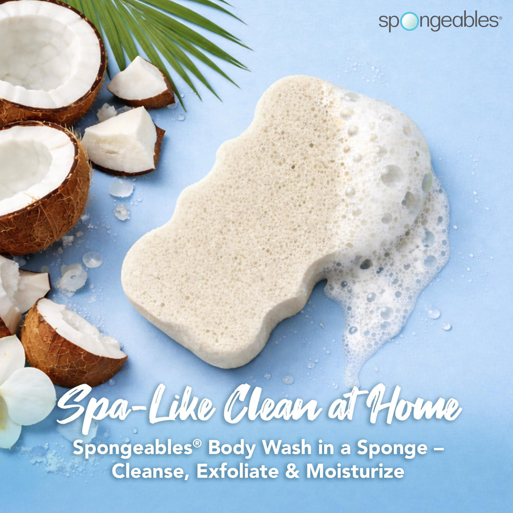 Spongeables close-up textured side highlighting exfoliation benefit