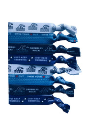 Sportigift front packaging showing eight swim-themed hair elastics, clear gift presentation and team-ready