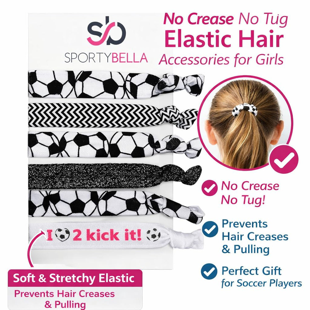 Infinity Collection close-up of soccer pattern on SportyBella ties, shows playful team design