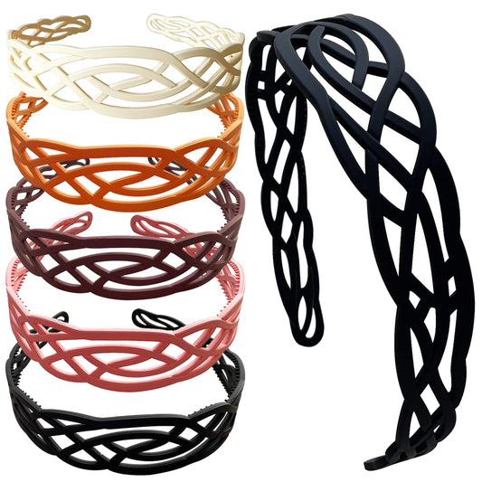 Springtime front view of six wide headbands showing color variety and secure hold