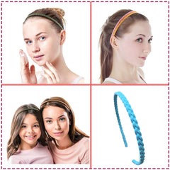Springtime child in pigtails using a headband to keep hair neat during play