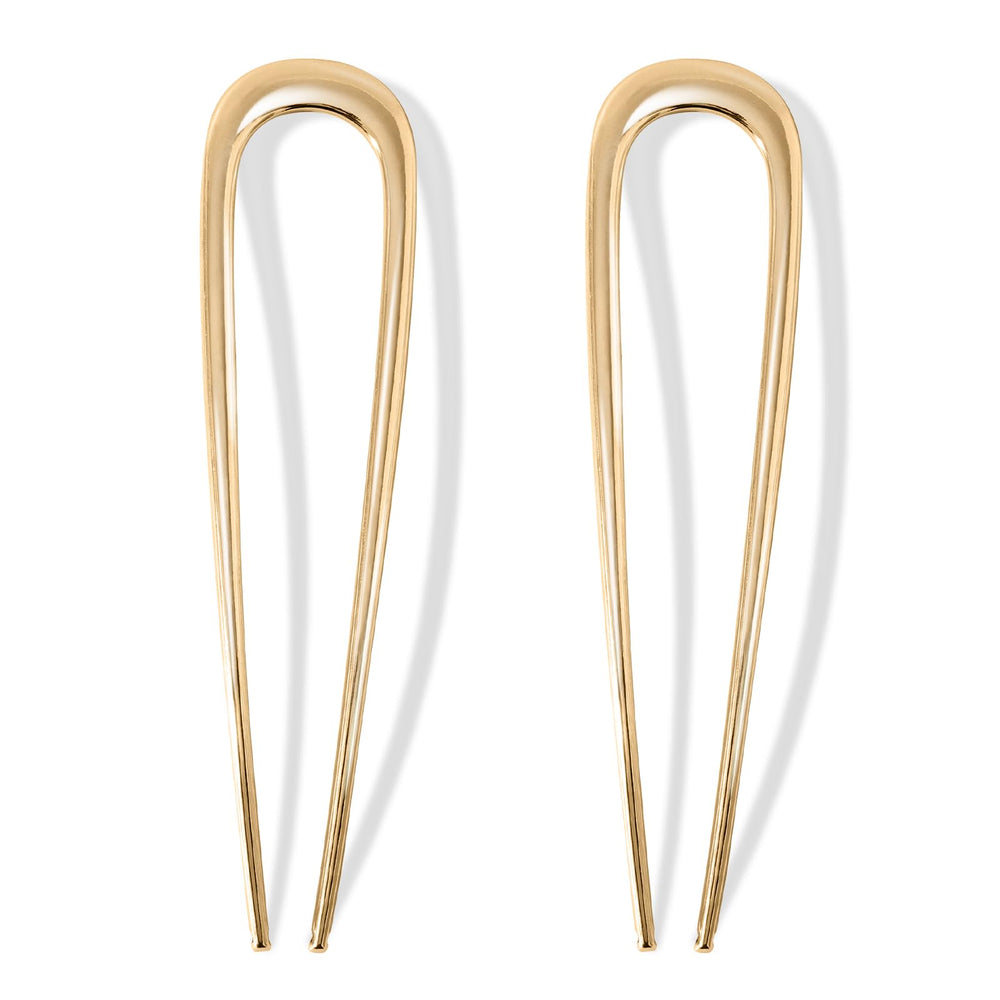 Srevela gold French pin front view showing slim profile and polished look for secure styling