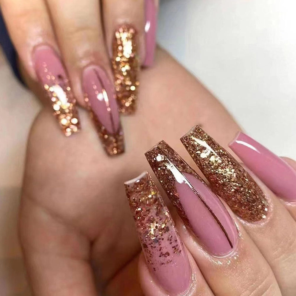 SRIMNUYY front view of 24-piece press-on nails showing design and packaging benefit convenience