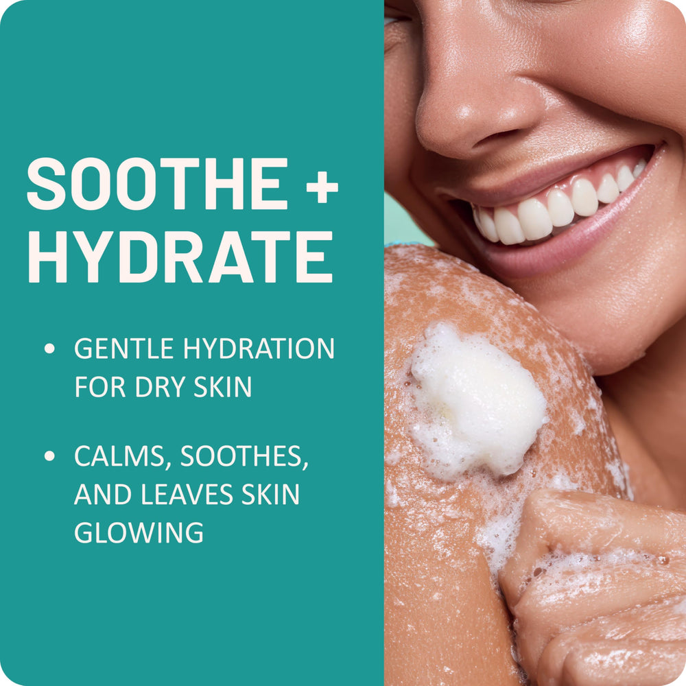 St. Ives body wash foaming on skin demonstrating gentle lather