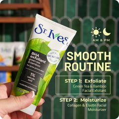St. Ives in bathroom routine setting demonstrating everyday use