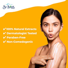 St. Ives lotion in hand application demonstrating smooth glide and hydration benefit