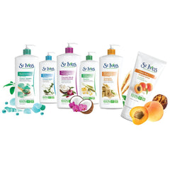 St. Ives bottle on bathroom counter in lifestyle setting suggesting daily hydration