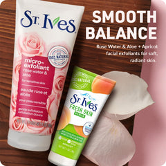 Close-up of St. Ives rose and aloe scrub texture illustrating smooth polish
