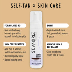 ST. MORIZ mousse foam texture close-up showing fast-drying, smooth coverage