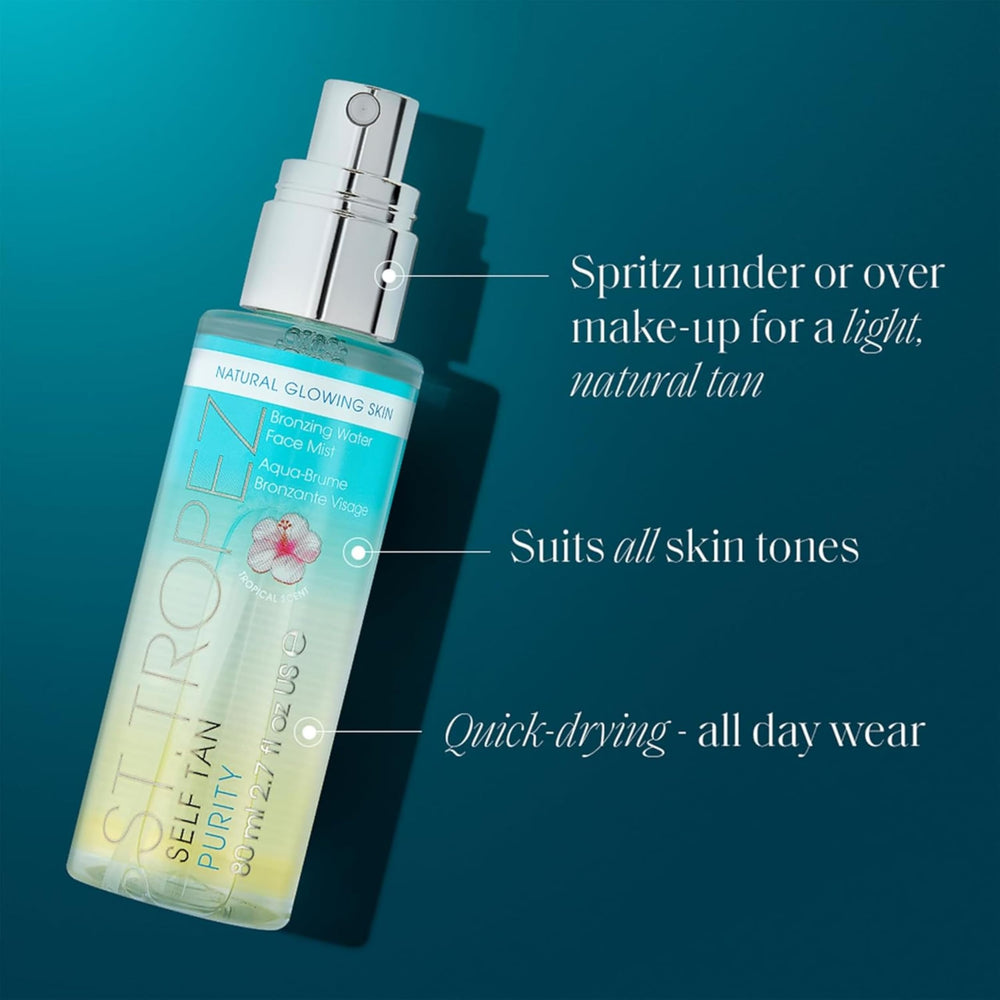 St.Tropez mist texture close-up highlighting lightweight, non-greasy finish