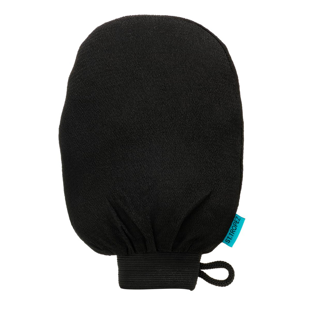 St.Tropez mitt front view showing textured fabric for effective tan removal