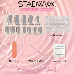 STADWWK hand model wearing the full set demonstrating polished, salon-quality appearance