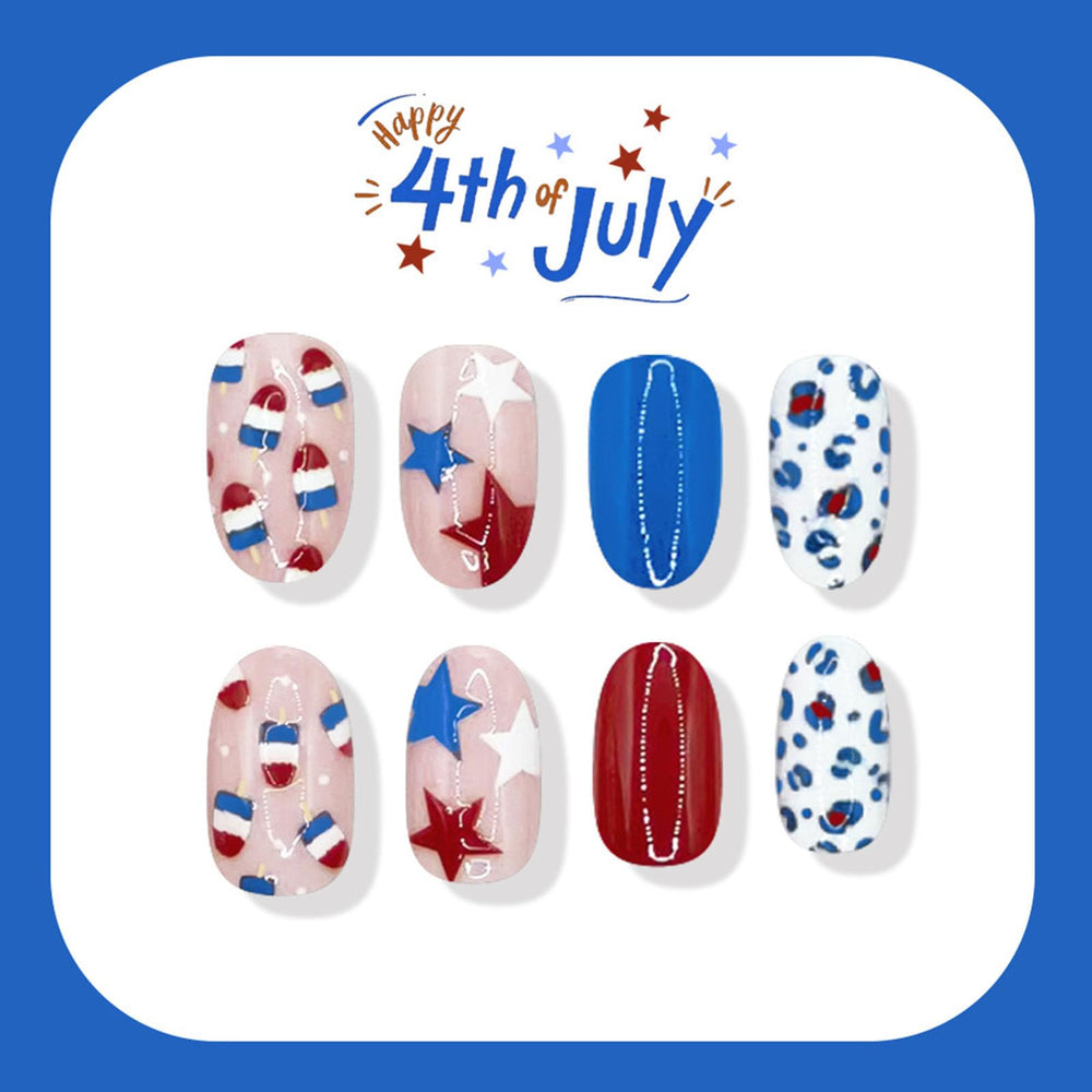 STADWWK nails worn at a 4th of July party demonstrating instant patriotic manicure