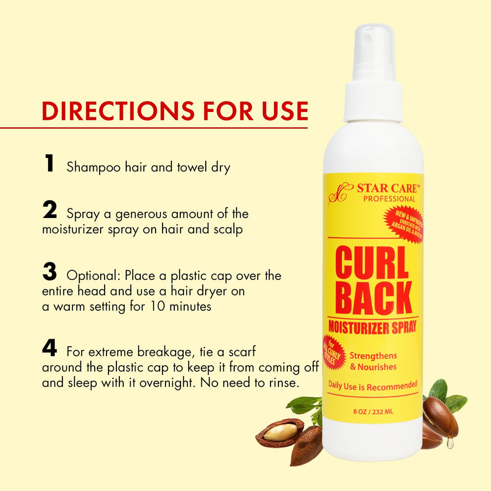 STAR CARE being sprayed onto braids for instant moisture