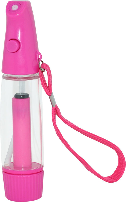 Starmist pink mini mister front view showing 1 oz tank and pump for quick cooling