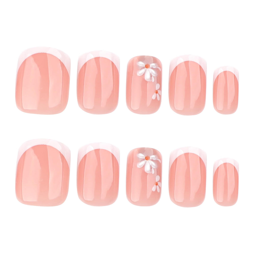 Side view of Stbisen short square press-on nails showing natural length and comfortable profile
