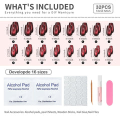 Stbisen tools and adhesives arranged to show included cuticle stick and glue