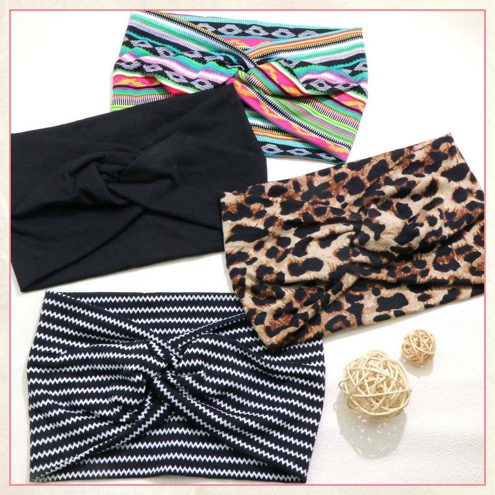 STGDAK four patterned headbands laid flat showing variety and mix-match benefit