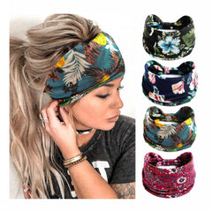 STGDAK front view of the four-pack headbands showing colors and patterns, stylish versatility