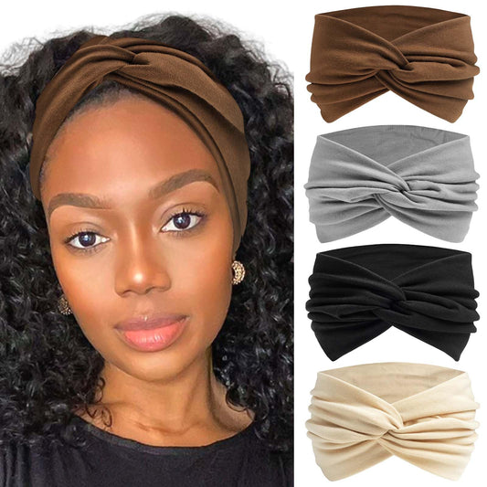 STGDAK front view of four neutral headbands showing colors and fit benefits