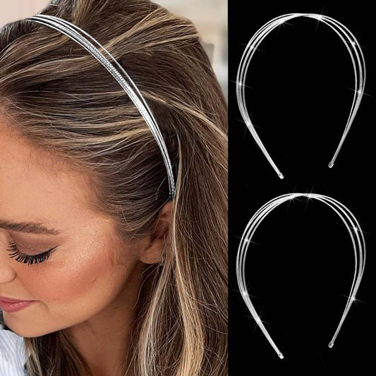 STGDAK front view showing silver layered headbands, versatile styling benefit