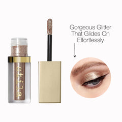 stila texture swirled on skin revealing lightweight water-base and intense metallic shine