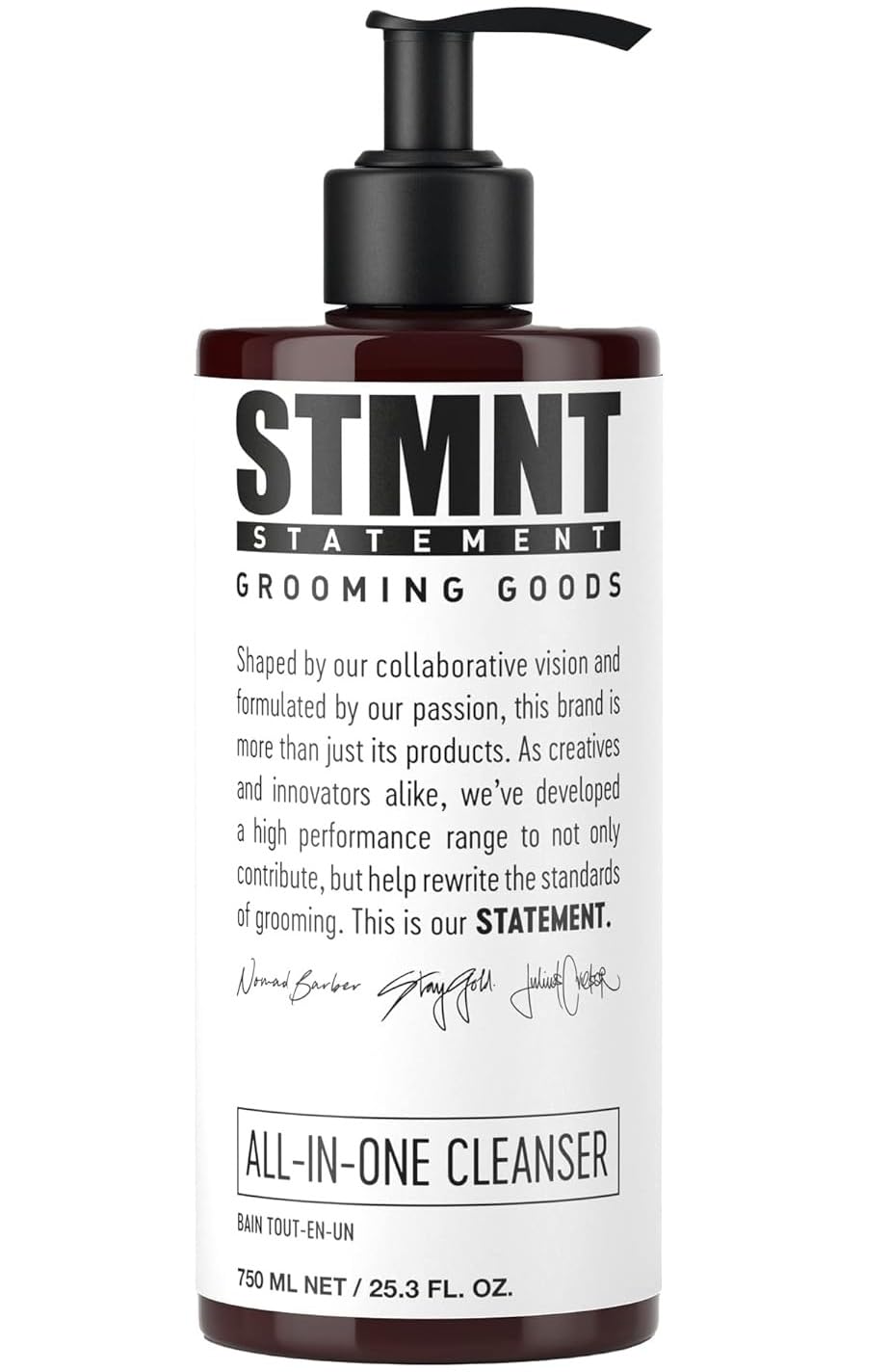 STMNT front bottle showing label and size, highlights versatile use