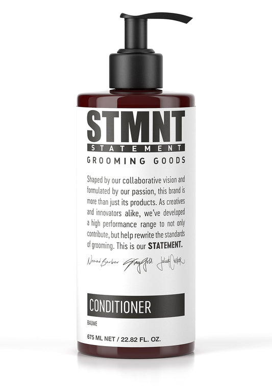 STMNT conditioner front packaging showing 22.8 oz bottle and fragrance benefit