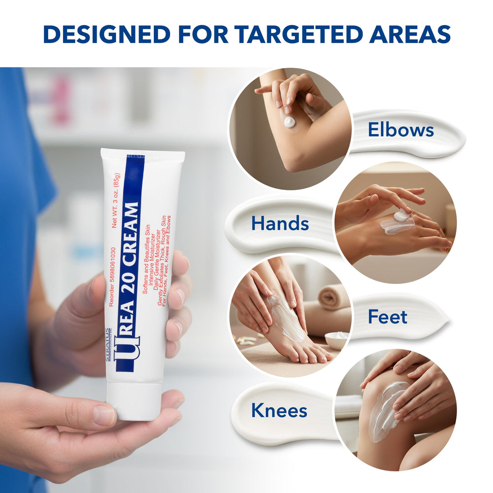 STRATUS PHARMACEUTICALS applying cream to hands demonstrating targeted hydration for rough patches