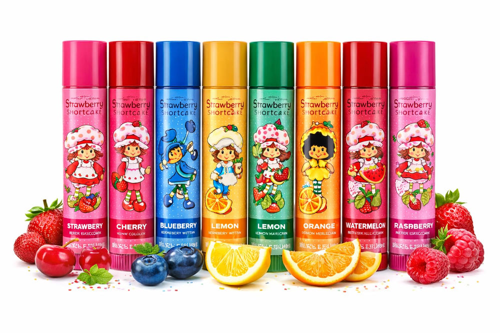 Strawberry Shortcake tube in hand to show size and convenience, perfect for pockets