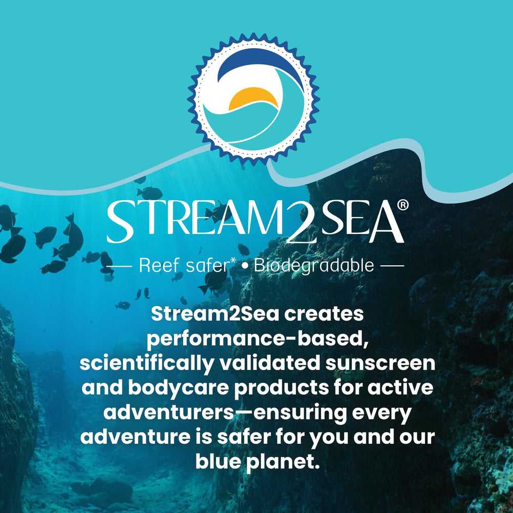 STREAM 2 SEA lip balm duo on beach showing reef-safe choice for ocean activities